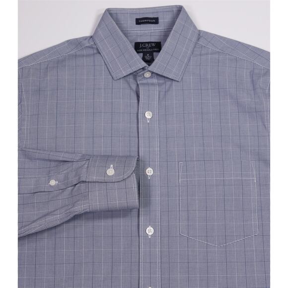 J. Crew Men's Thompson Flex Wrinkle Free Blue Check Dress Shirt Small 14-14.5 - Picture 1 of 7